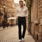Unisex Black Flared Denim Trousers