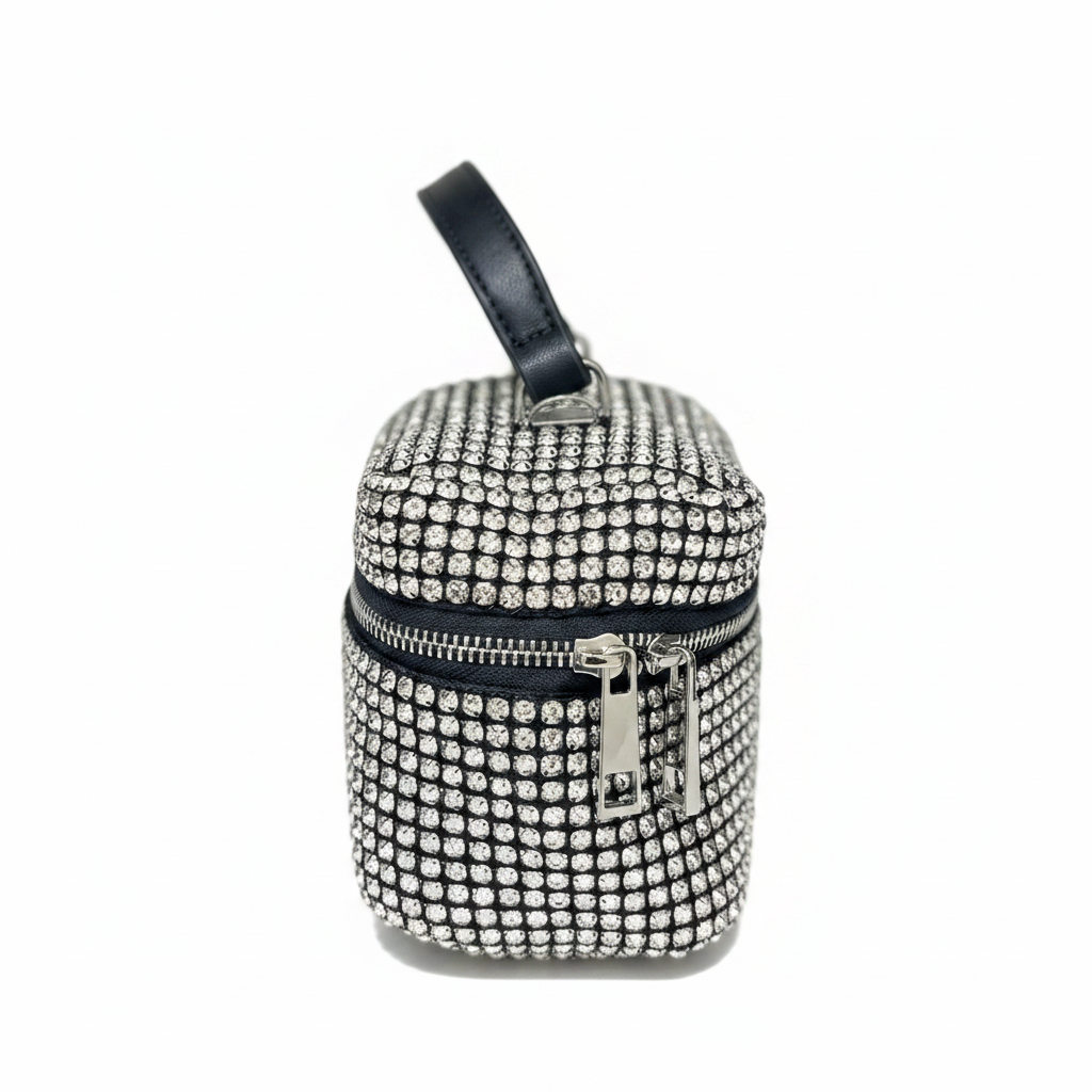 Women's Silver Rhinestone Mini Vanity Bag
