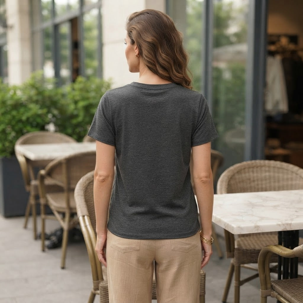 Emery Rose Charcoal Heather Grey Mama Script Graphic T-Shirt