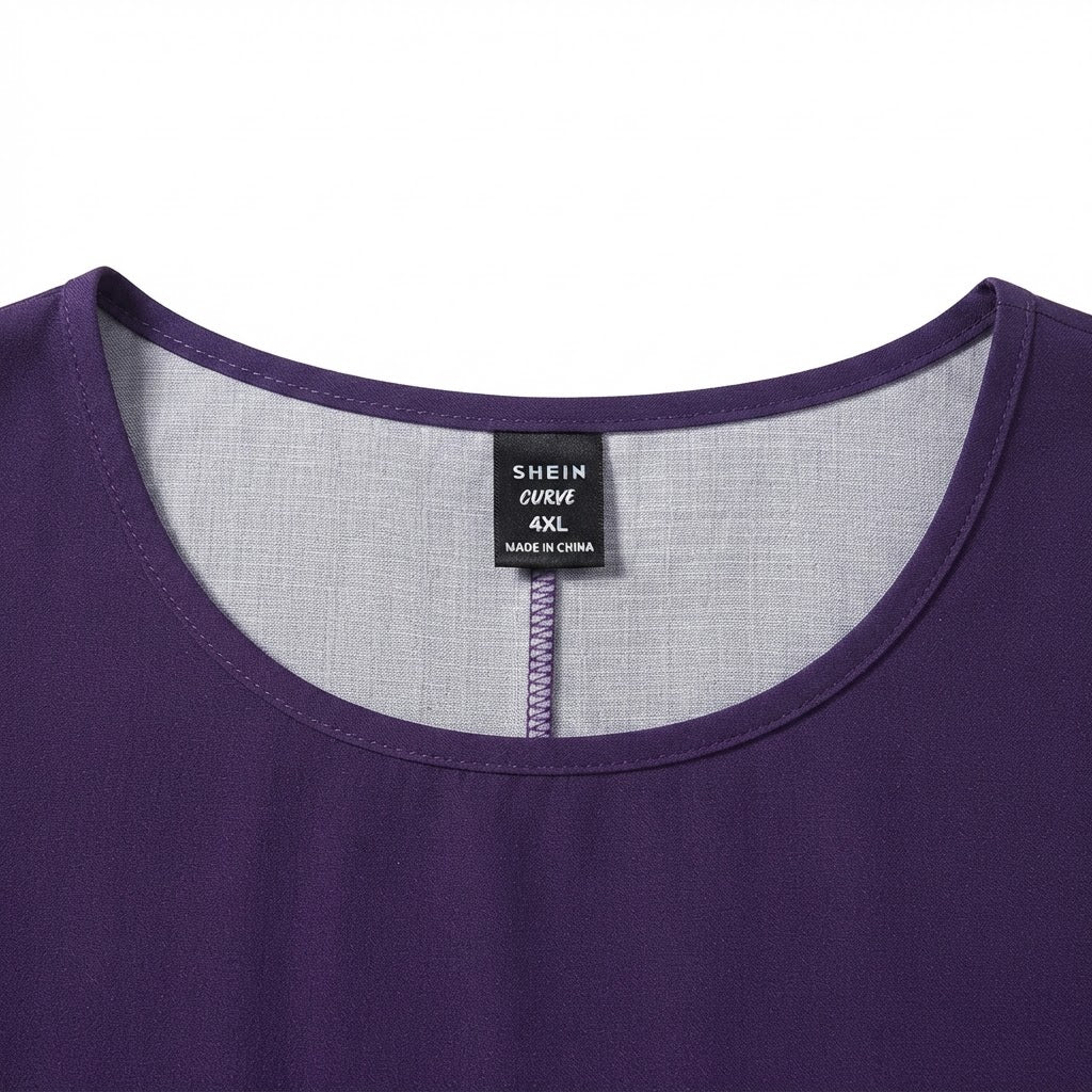 SHEIN Women's Purple Leaf Print Relaxed Fit Top