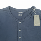 Livergy Men's Navy Blue Long Sleeve Henley Shirt - XL
