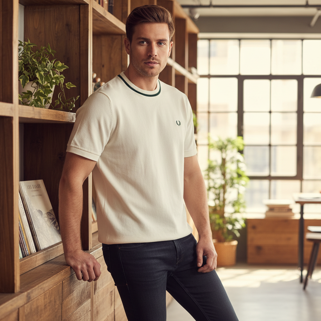 Fred Perry Reissues White Knit Short Sleeve Sweater