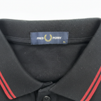 FRED PERRY Men's Black Patch-Detail Cotton Polo Shirt