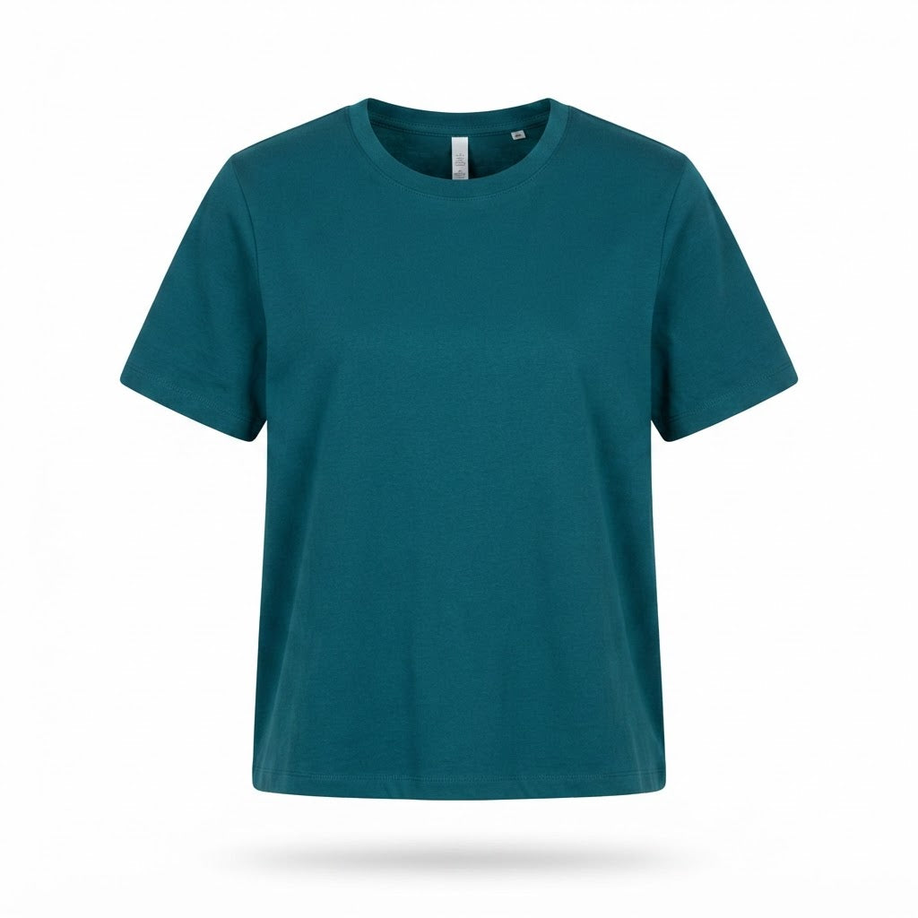 Deep Teal Relaxed Fit Boxy Crew Neck T-Shirt