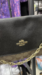 COACH NEW YORK Black Leather and Monogram Crossbody Bag