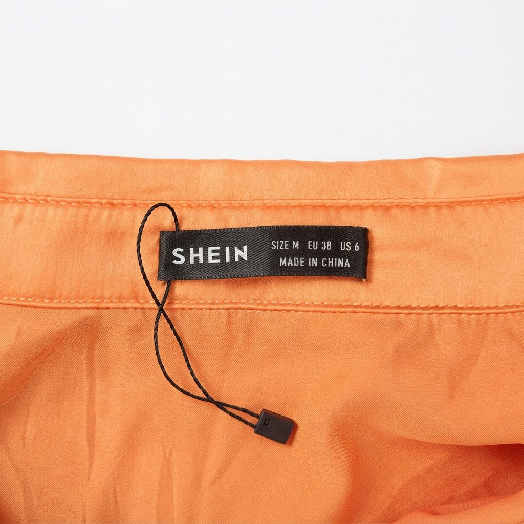 SHEIN Women's Vibrant Orange Relaxed Fit Button-Down Blouse