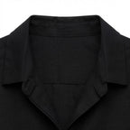 Women's Black Short-Sleeved Relaxed Linen Shirt