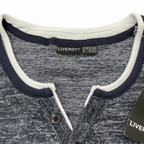Livergy Men's Blue Marl Long Sleeve Henley Shirt - XL
