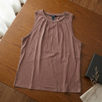 SHEIN Mauve Brown Sleeveless Pintuck Relaxed Blouse