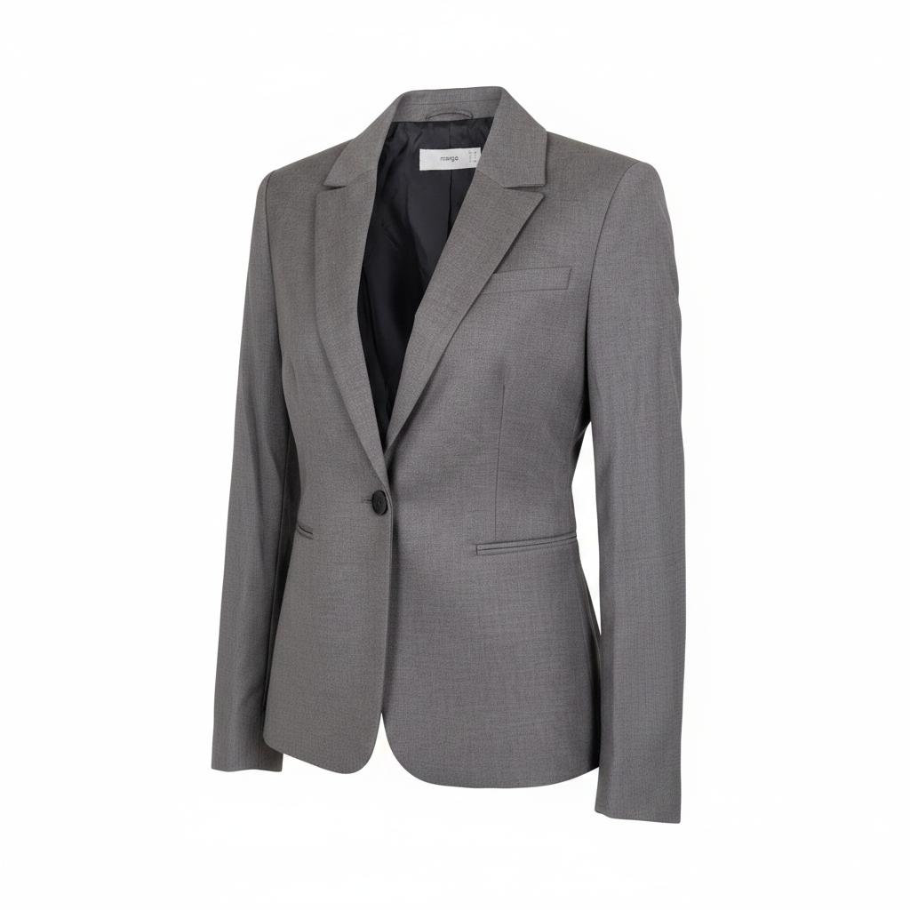MNG Women's Grey Single-Button Tailored Blazer