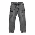 Livergy Men's Grey Acid Wash Denim Cargo Joggers