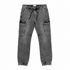 Livergy Men's Grey Acid Wash Denim Cargo Joggers