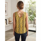 DOROTHY PERKINS Women's Yellow Snakeskin Print Sleeveless Ta