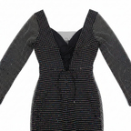 Bianca Nera Black Rhinestone Long Sleeve Evening Gown
