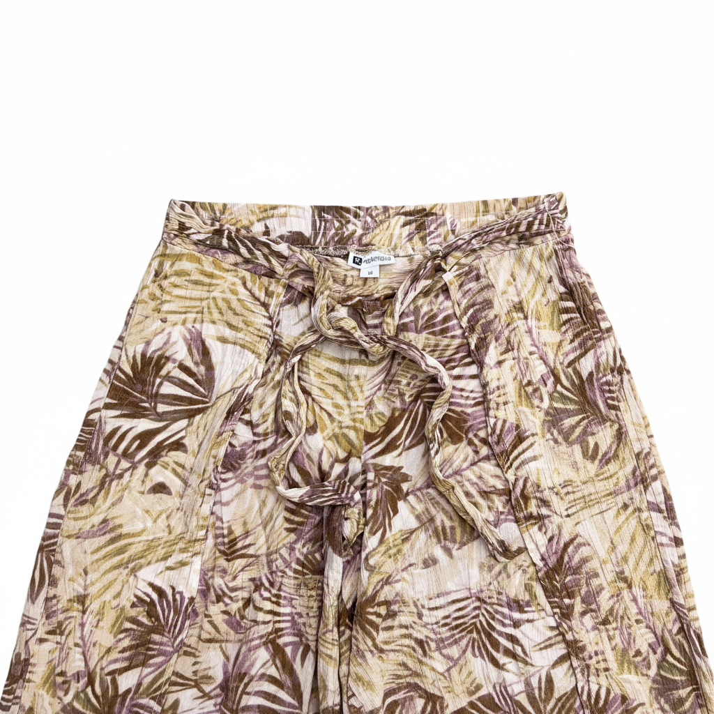 Rockmans Women's Tropical Leaf Print Wide Leg Pants Size 12