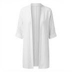Women's White Lightweight Open-Front Duster Jacket