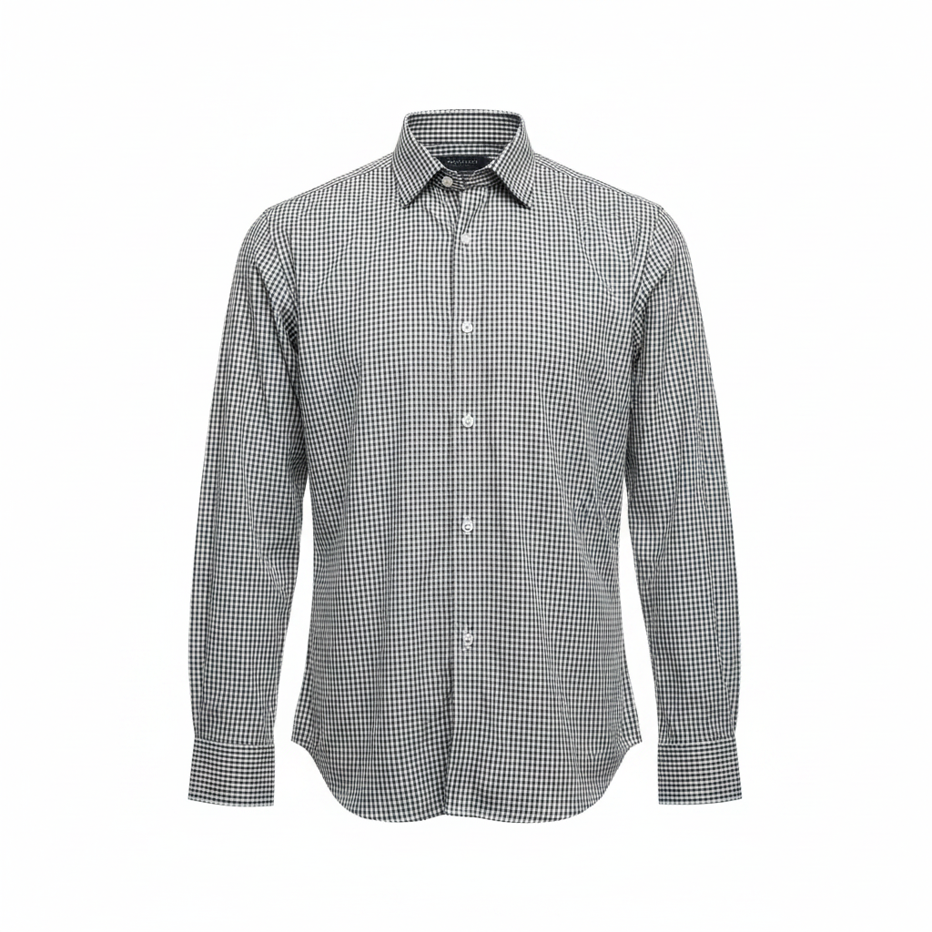 Boys Green Gingham Long Sleeve Button Down Shirt - Size S