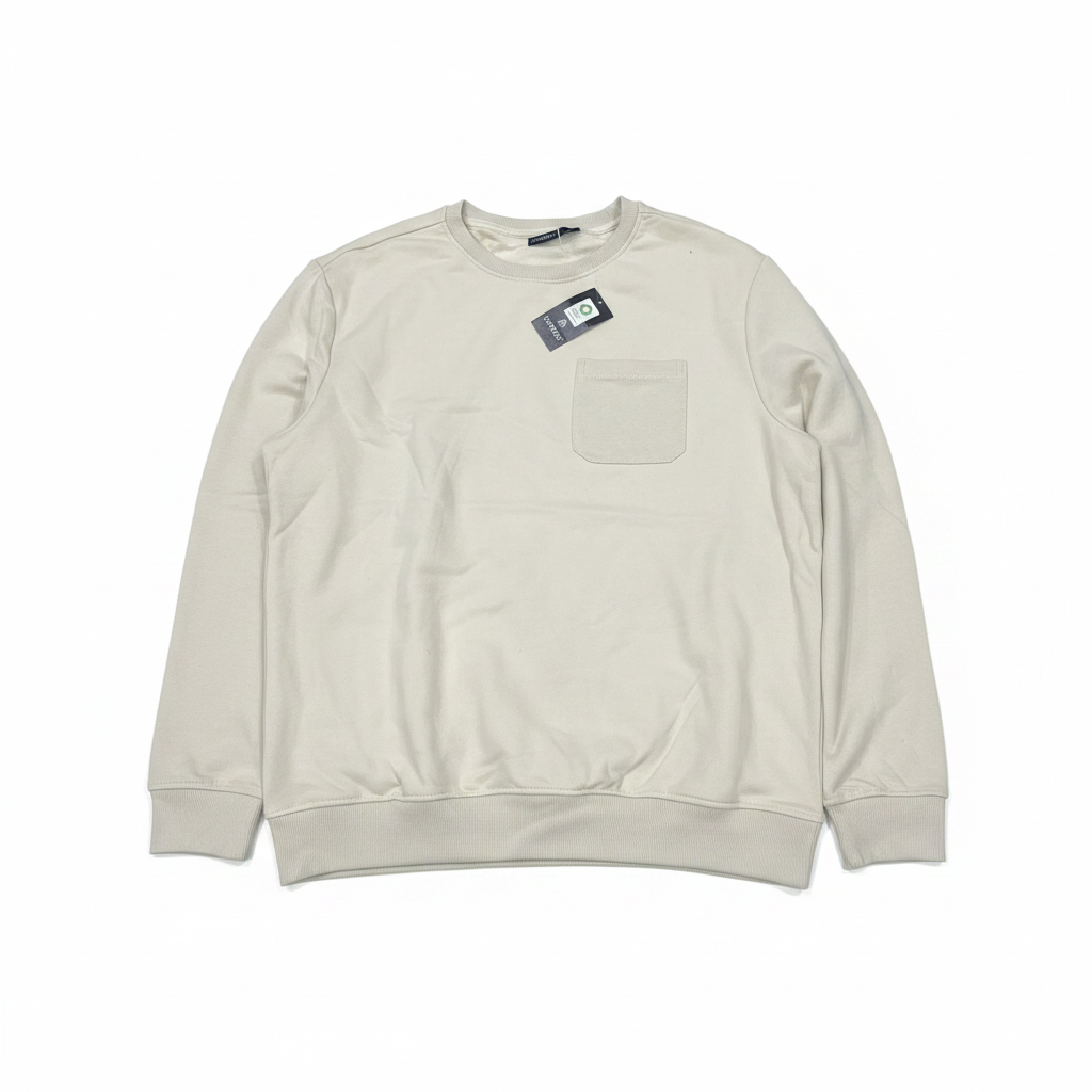 LIVERGY Men's Cream Organic Cotton Pocket Sweatshirt