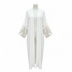 Women's White Longline Kimono with Metallic Cuffs
