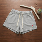 Heather Gray Drawstring Jersey Shorts with Embroidery