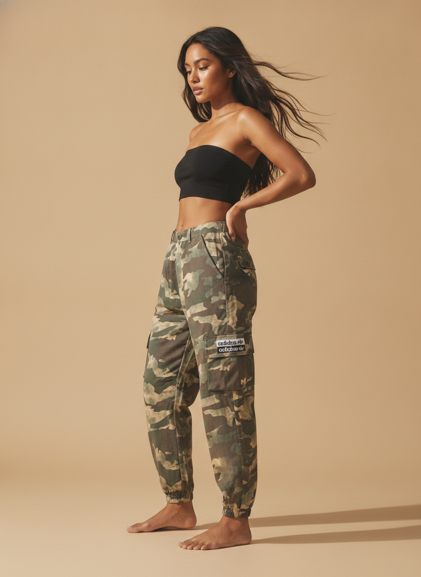 Adidas Originals Camo Ripstop Cargo Joggers with Three-Strip