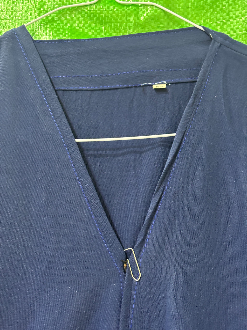 represent Navy Blue Floor-Length Abaya with Geometric Trim
