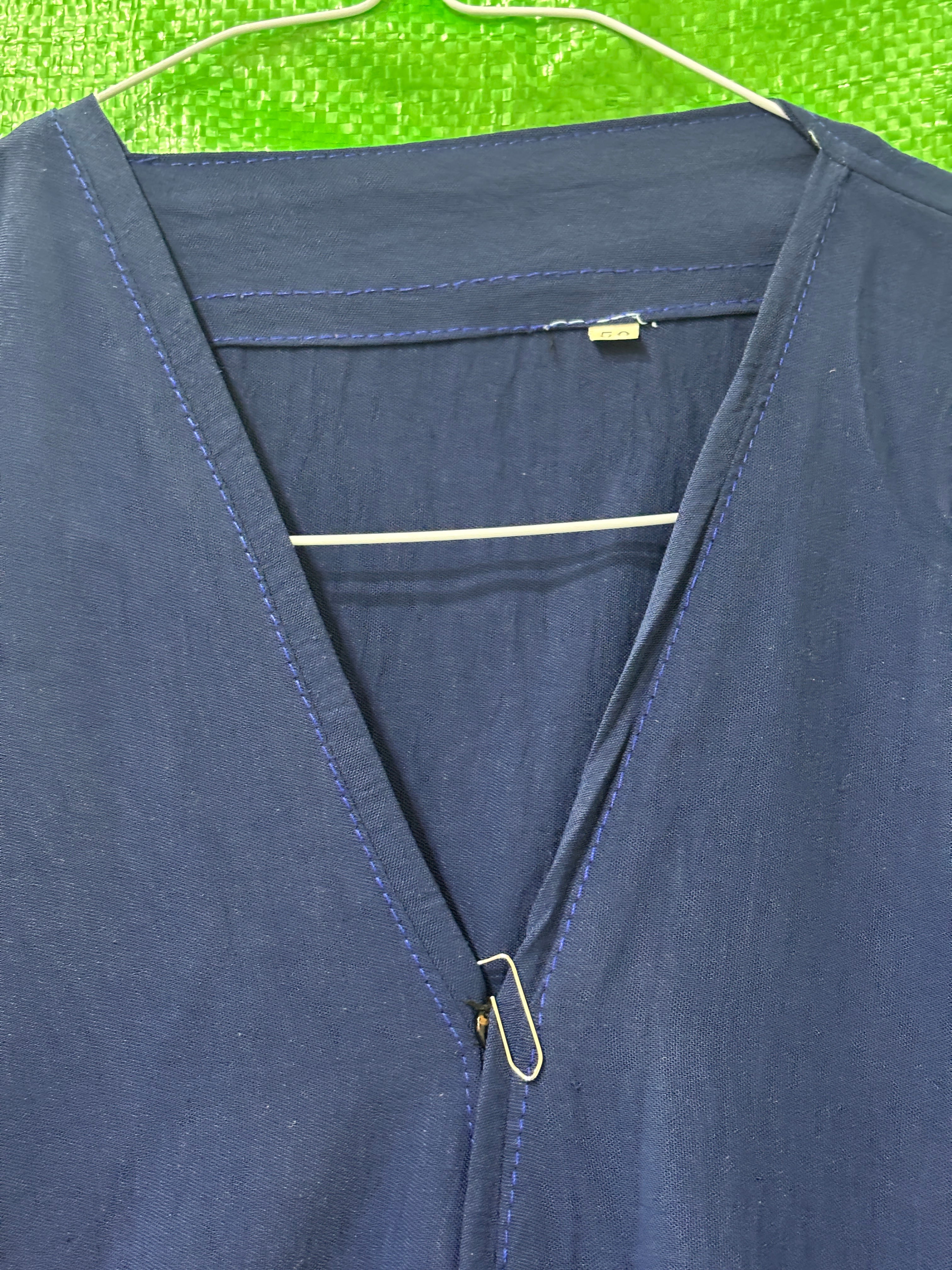 represent Navy Blue Floor-Length Abaya with Geometric Trim