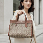 CACOH Brown Monogram Structured Tote Bag