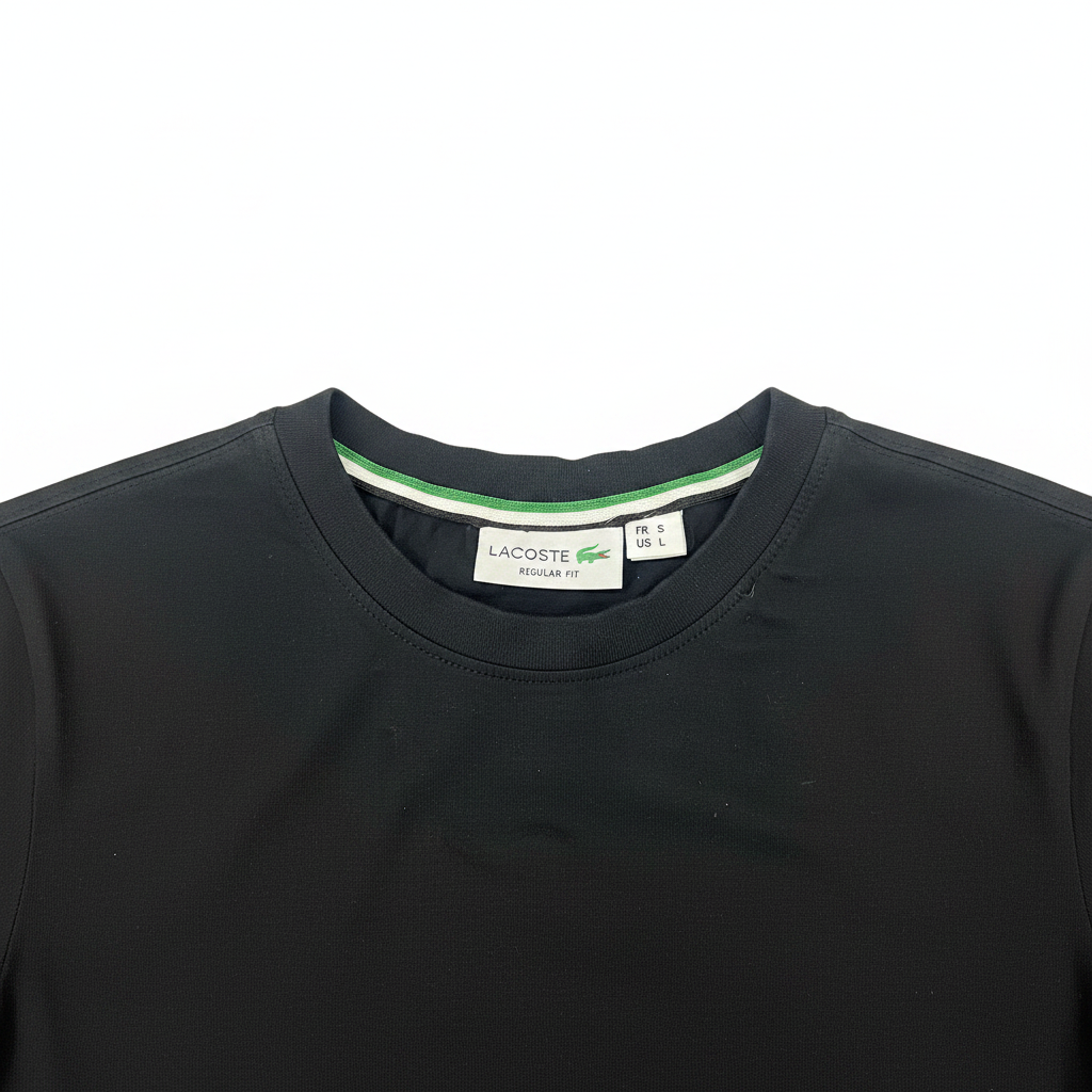 LACOSTE Women's Black Graphic Logo Crew Neck T-Shirt