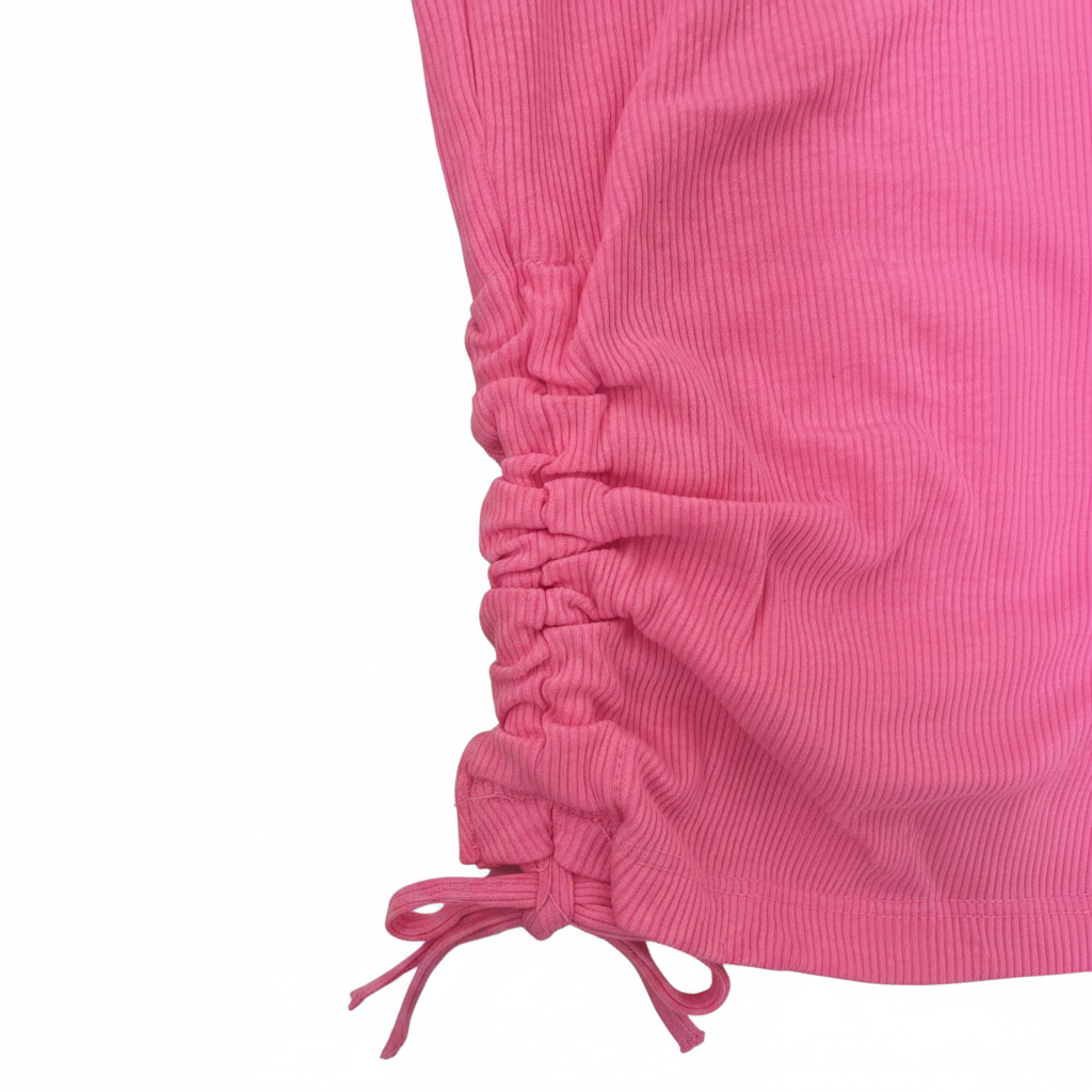 F&F Women's Pink Ribbed Ruched Side T-Shirt