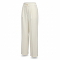Women's White High-Waist Wide-Leg Pleated Trousers
