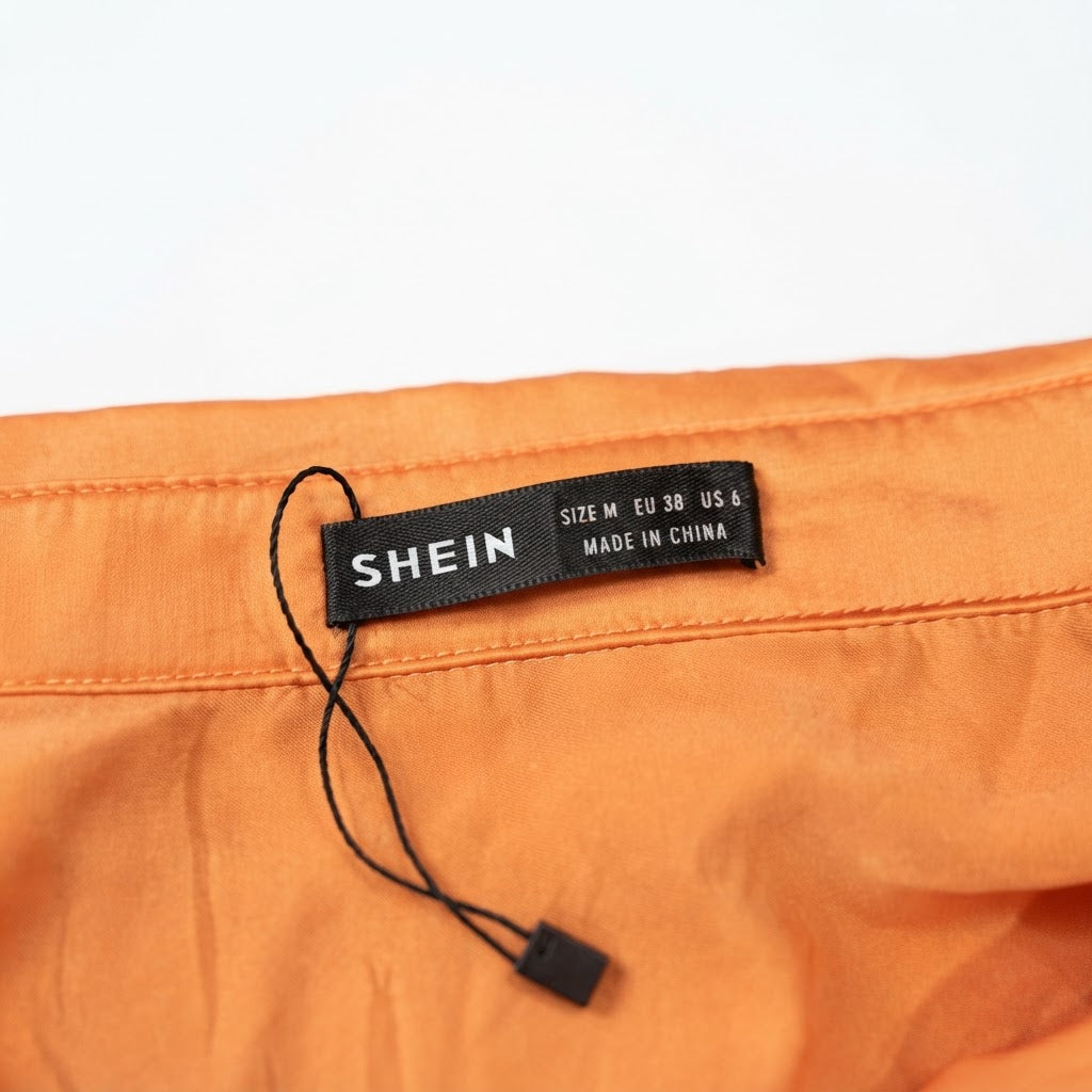 Women's Vibrant Orange Satin Oversized Button-Down Blouse
