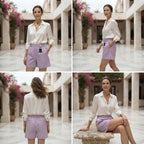 Lilac Pastel Relaxed Fit Shorts with Elasticated Waist