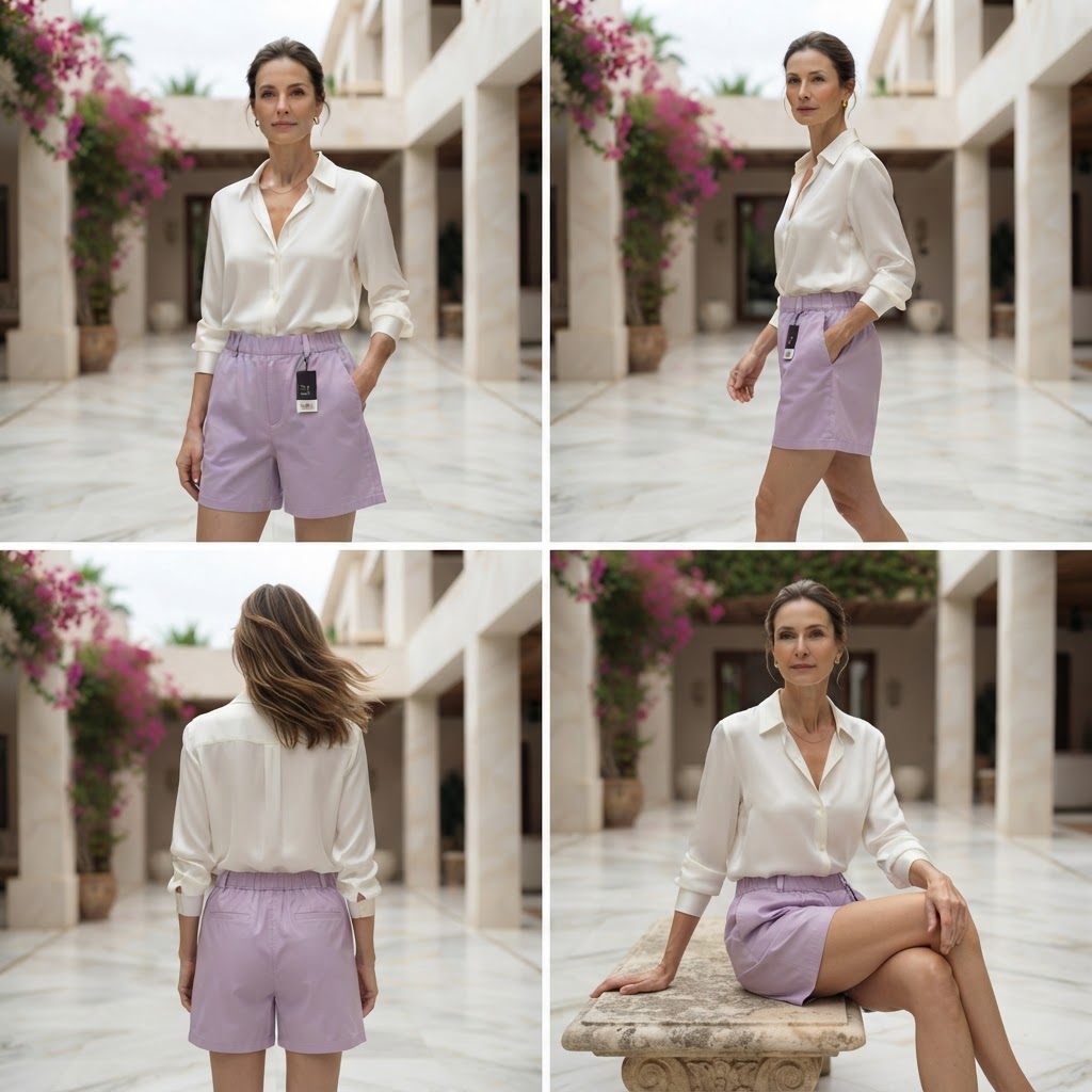 Lilac Pastel Relaxed Fit Shorts with Elasticated Waist