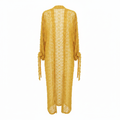 SHEIN Women's Yellow Textured Fringed Long-Line Kimono