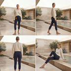 Navy Blue Cropped Capri Leggings with Elastic Waist