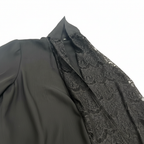 Haya Abaya Black Lace Trim Open Front Long Cardigan