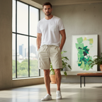 Livergy Men's Beige Drawstring Cargo Shorts