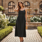 Esmara Women's Black Button-Front Midi Dress