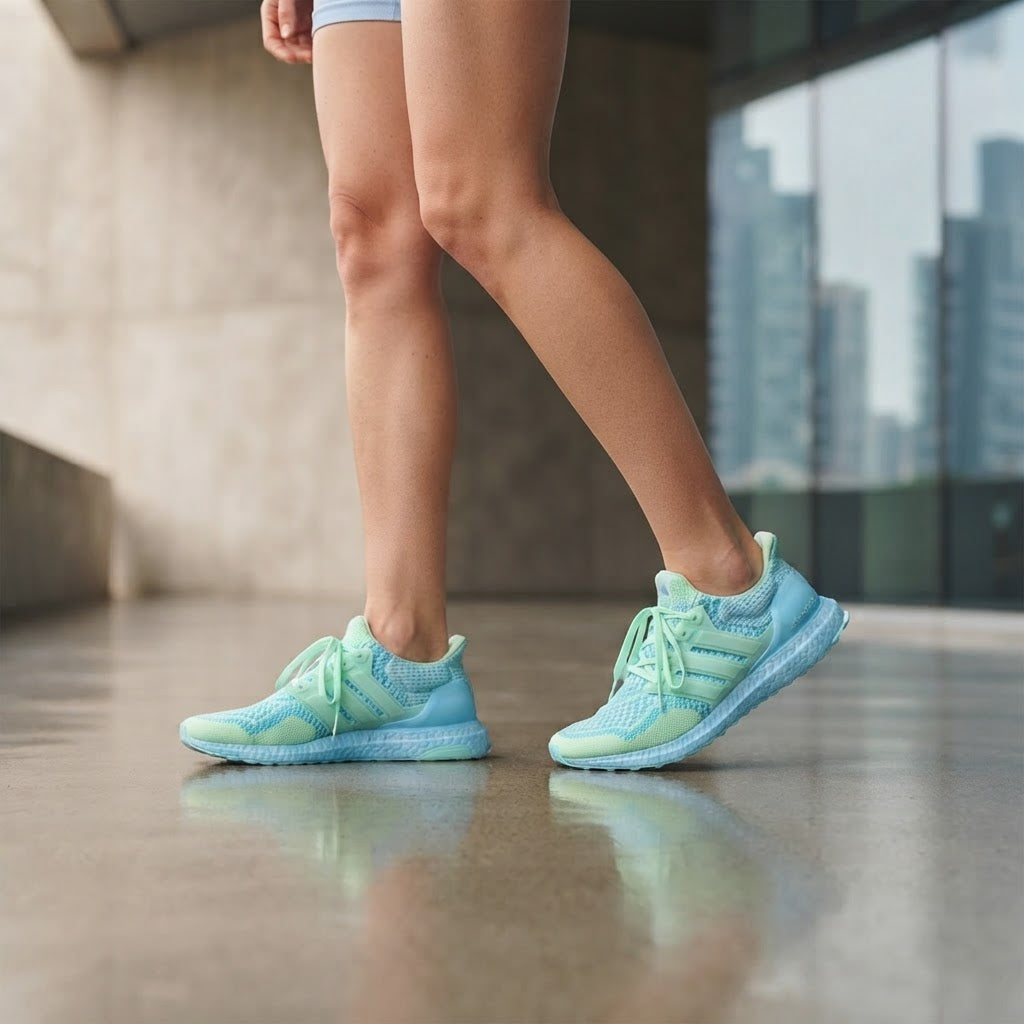 adidas Cyan Knit Performance Running Sneakers