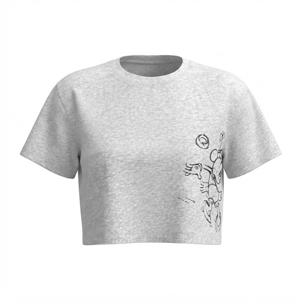 Women's Grey Graphic Print Boxy T-Shirt