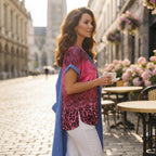 EMERY ROSE Hot Pink Sequin and Leopard Print Relaxed Party T
