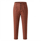 SHEIN Women's Rust Plaid High Waisted Button Fly Trousers