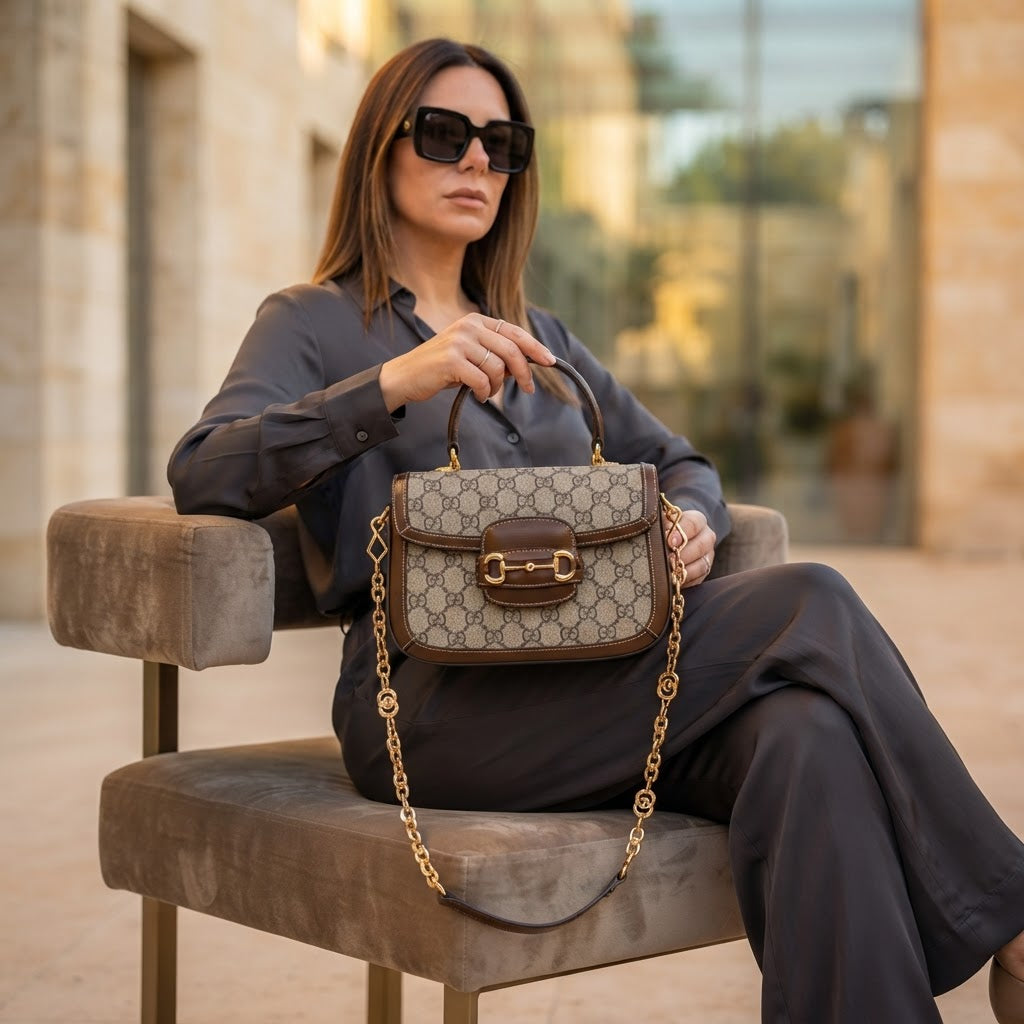 Gucci Gucci Horsebit 1955 Small GG Supreme & Leather Bag