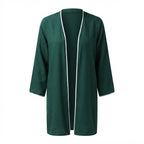 SHEIN Women's Dark Green Open-Front Abaya with dark green Pi