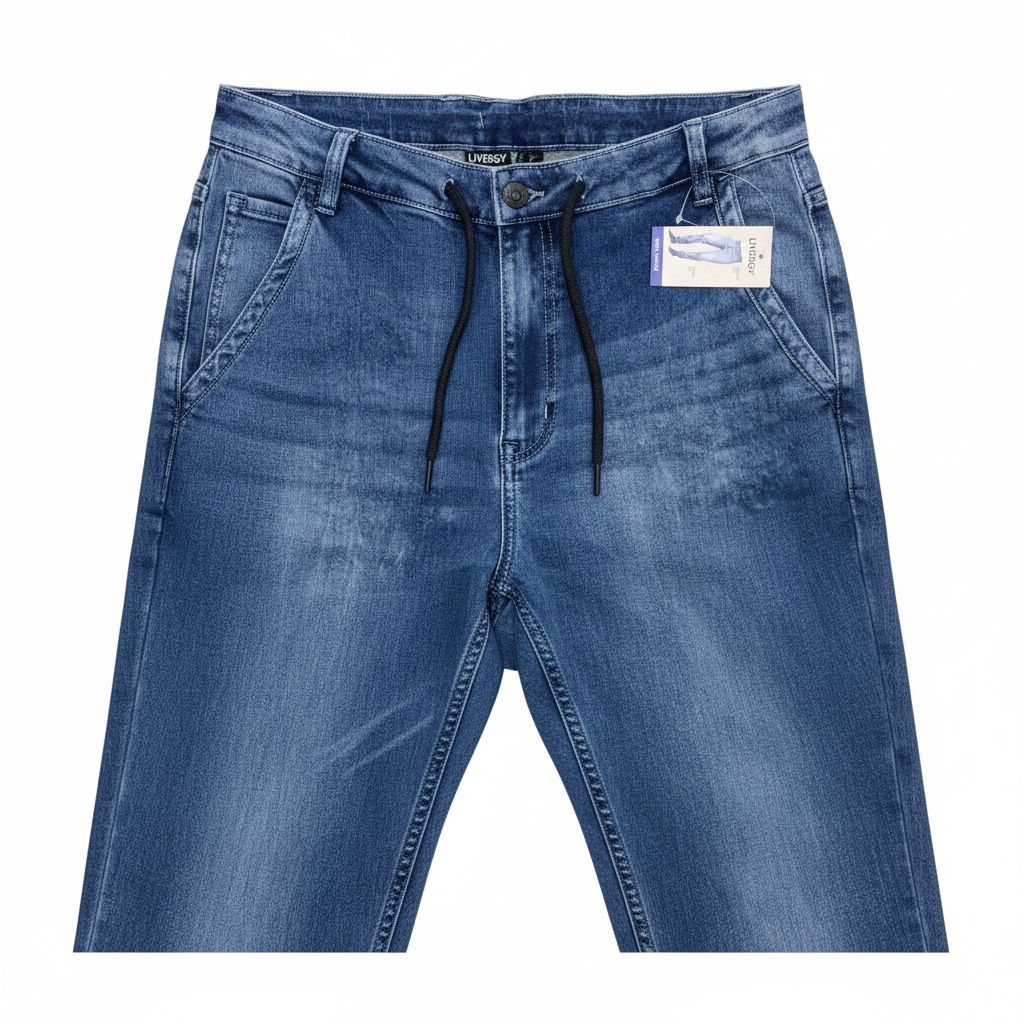 Men's Livergy Blue Acid Wash Denim Cargo Joggers