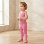 SHEIN Pink Ribbed Lettuce Hem Leggings - SHEIN 12-18M