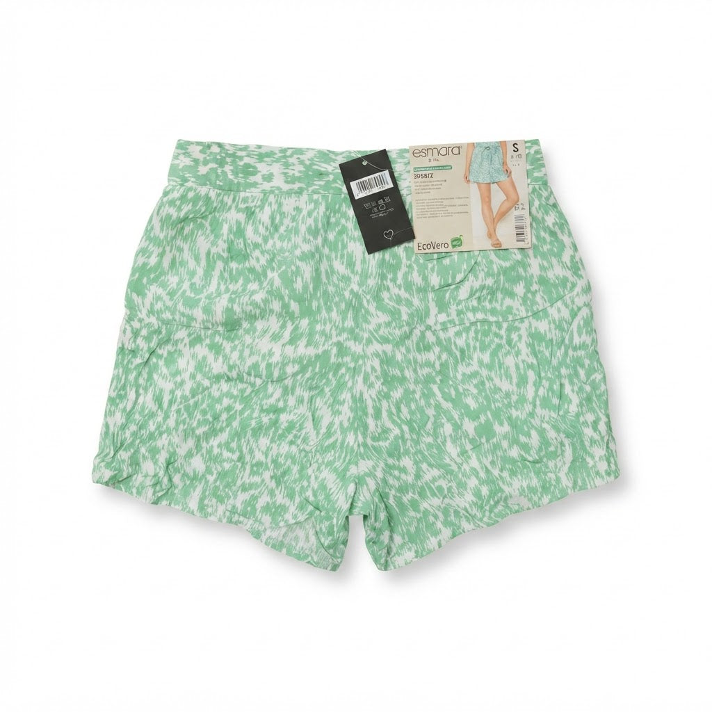 Women's Green and green Ruffled Abstract Print Shorts