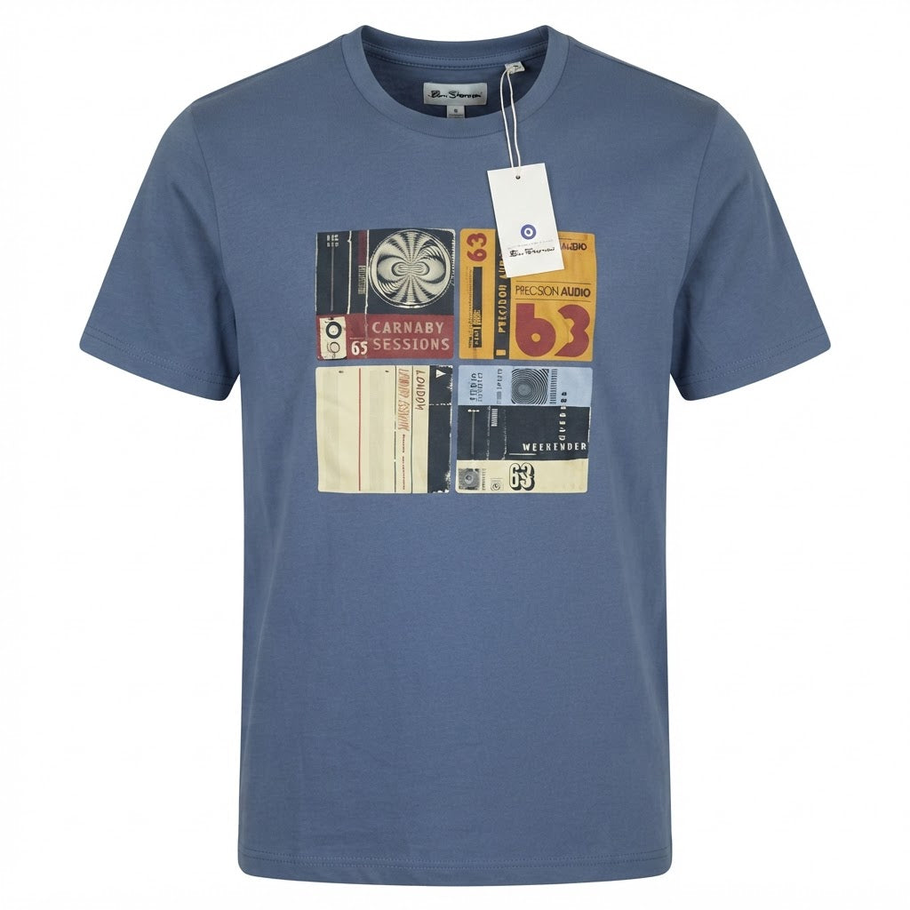 Ben Sherman Ben Sherman Slate Blue T-Shirt with Vintage Audi
