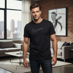 Nike Men's Black Rhinestone Swoosh T-Shirt